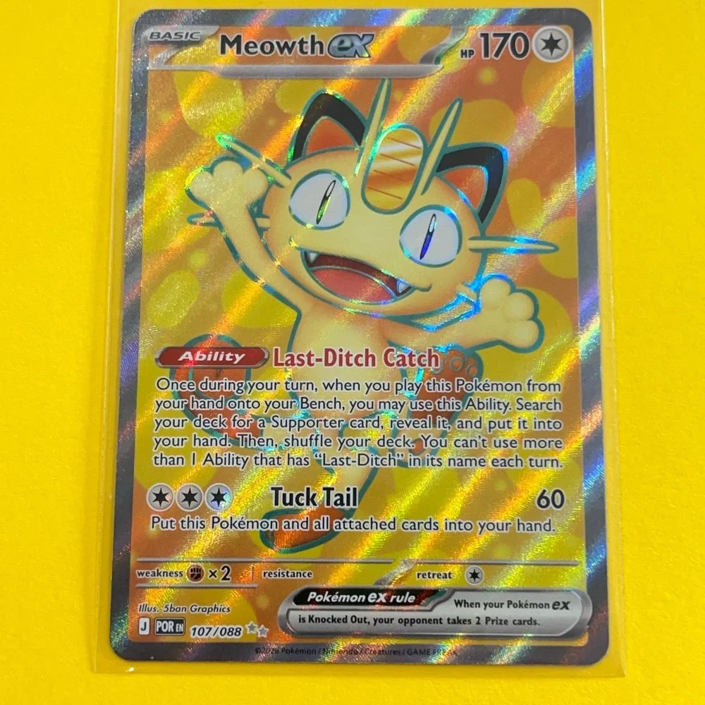Meowth EX Evolutions Full Art Holo Ultra Rare #107/088 English 2026 Pokemon TCG